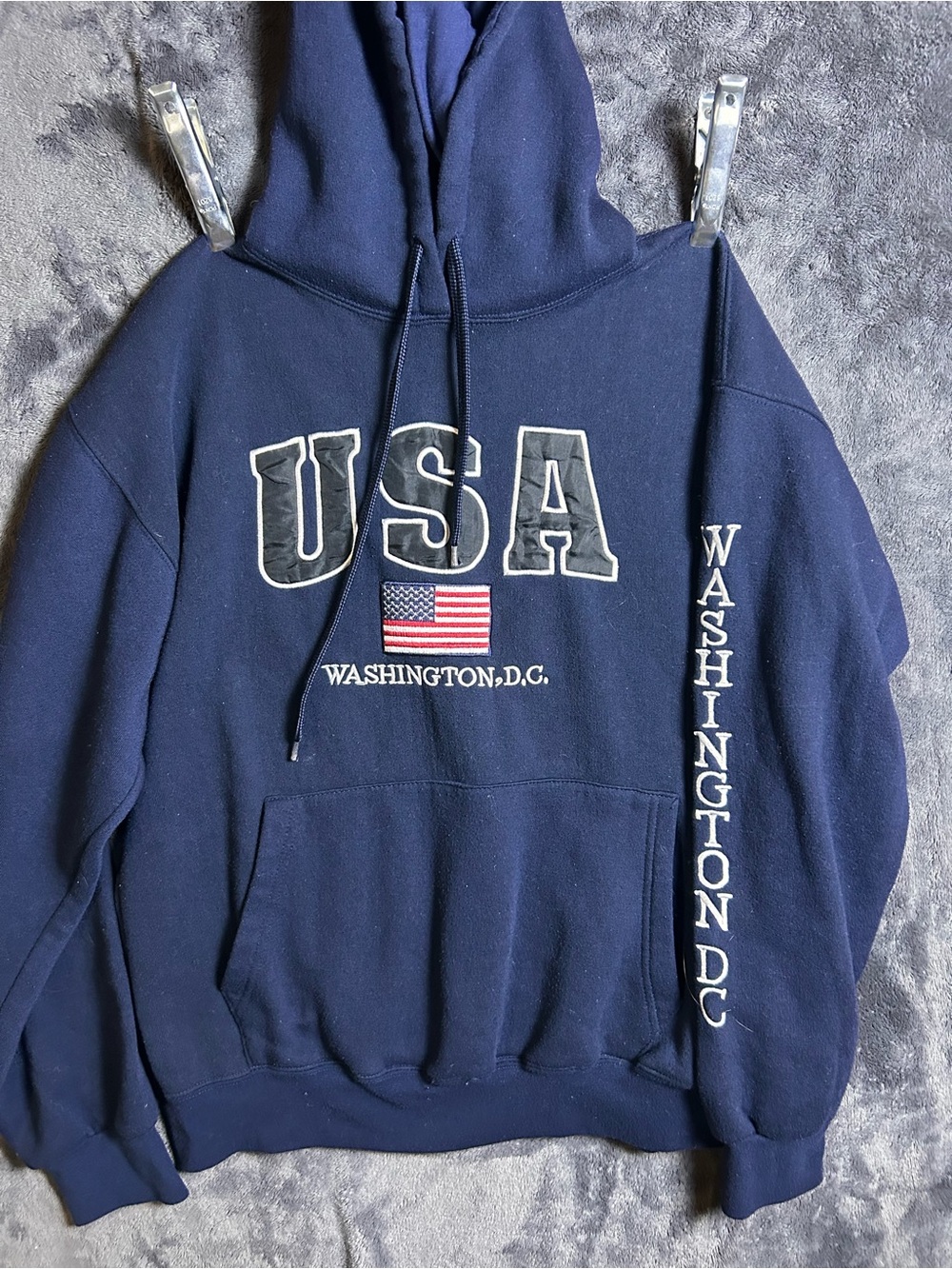 DC Navy USA Crewneck Hoodie with Flag Graphic